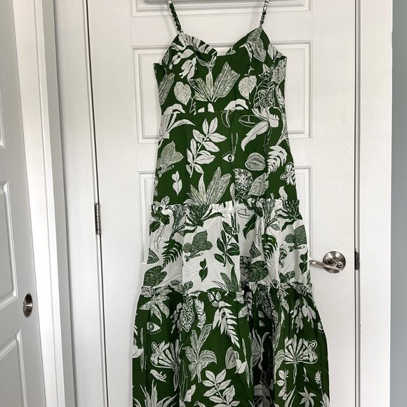 NWT Farm Rio Forest Soul Mix Midi Dress, Green and White, Size M - Picture 7 of 8